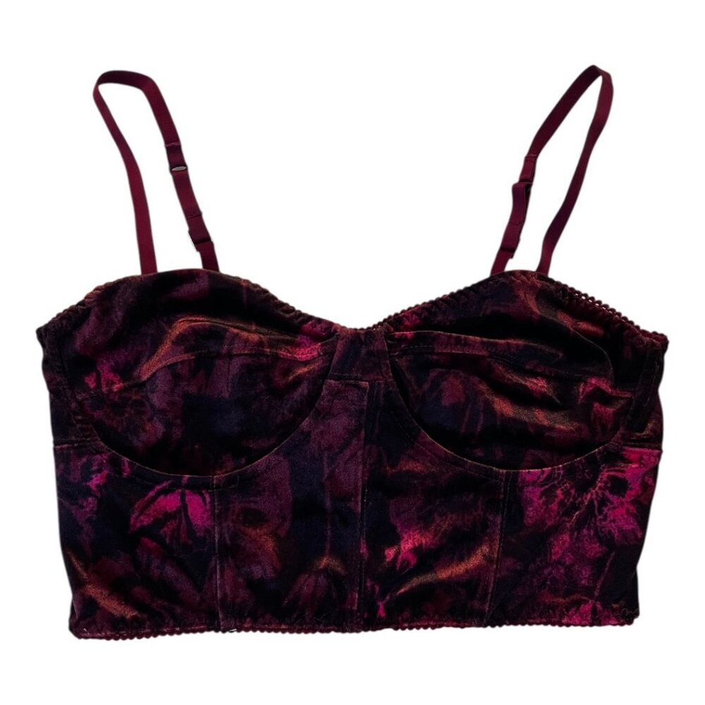 Crushed Velvet Bustier Crop Top - Size Small